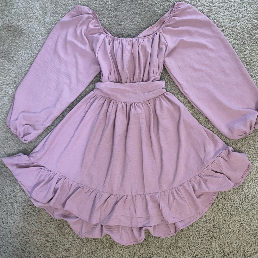 Women's Lilac Off-Shoulder Ruffle Dress